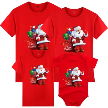 Nový Rok Rodine Zodpovedajúce Oblečenie Vianočné Matka, Otec, Dcéra, Syn Šaty, Krátky Rukáv Vianočné Jeleň T-shirt Dieťa Romper