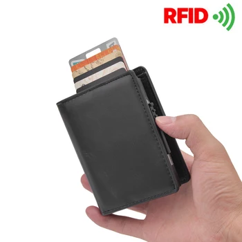 Pop-Up Kreditnej Karty Prípade s RFID na Ochranu pu Kožené Peňaženky s Priestor pre bankovky a Mince pre Mužov a Ženy