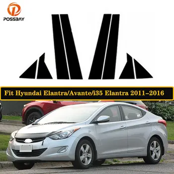 Pre Hyundai Elantra/Avante/i35 Elantra rokov 2011-2016 8pcs Auto Lesklý Čierny Pilier Príspevky Dvere, Okno Orezania Kryt Nálepky Styling