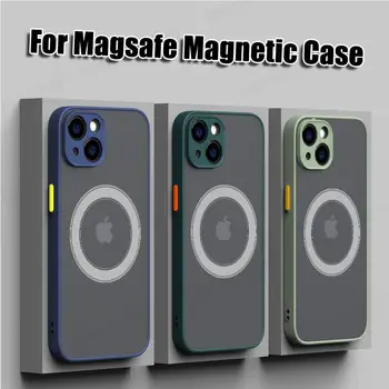 Pre Magsafe Magnetické Matte puzdro Pre iPhone 14 Pro Max Bezdrôtové Nabíjanie Magsafing Kryt Pre Apple 13 12 Mini 11 Pro XR X XS Max