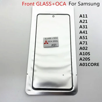 Pre Samsung Galaxy A31 A41 A51 A71 A01 A11 A21 A01CORE A21S A10S A20S SKLO + OCA LCD Predné Vonkajšie Objektívu, Dotyková Obrazovka Náhradné
