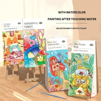 Prenosné detské Akvarel Sfarbenie Kniha Prichádza S Akvarel Obrázkové Knihy Gouache Maľovanie Graffiti Knihy TSB001