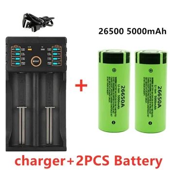 Pôvodné Kvalitné 26650 Batérie 5000mAh 3,7 V 50A Lítium-Iónová Nabíjateľná Batéria pre 26650A LED Baterka+Nabíjačka