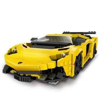 Simulácia 1:15 Rozsahu Bull Logo Reventon Žltý Blesk Super Športové Auto Moc Stavebným Model Tehly Hračky Kolekcia