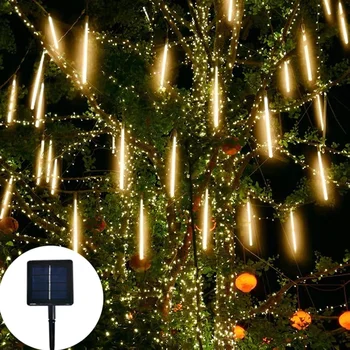 Solárne Svetlá meteorický dážď Dážď LED Reťazec Svetlo Vonkajšie Nepremokavé Víla Svetlo Ulici Záhrady Garland Vianočný Strom Dekorácie