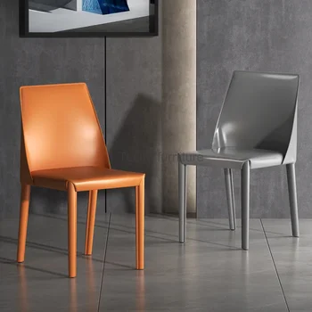 Taliansky Minimalistický Sedlo Kožené Kreslo Svetlo Luxusných Domov Ergonomické Dizajnér Jedálenské Stoličky Priemyselné Štýl Reštaurácia Kreslo
