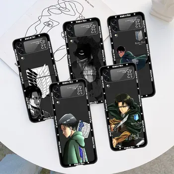 Telefón puzdro Pre Samsung Galaxy Z Flip 4 3 5 G Luxusné Z Flip5 5G Pevného Plastového Rámu Silikónový Kryt Anime Allen Útok Na Titan