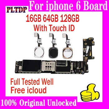 Testované Dobrom Pre iPhone 6 Pôvodný Dosky 16 GB 64 GB 128 GB Pre iPhone 6 Továreň Odomknutý Logic Dosky S/Č Dotyk ID
