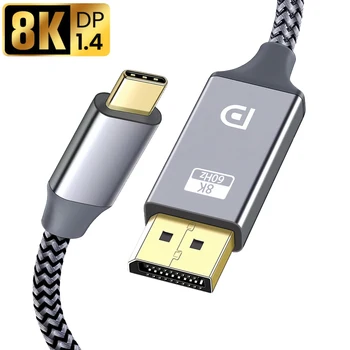 USB C Do DisplayPort 1.4 kábel Kábel Adaptéra 8K 60Hz DisplayPort Rozhranie Adaptér Prevodník Typ C K DP 1.4 Kábel Hliníkovej Zliatiny Ona