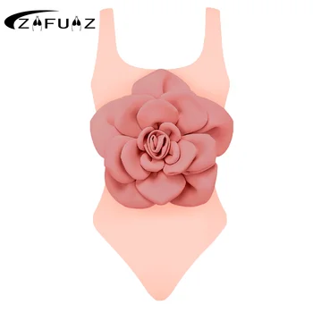 ZAFUAZ Ružová Ženy Plavky 2024 Sexy 3D Kvet jednodielne Plavky, Plavky celé plavky Kombinézu plavky Pás Pláž Nosiť