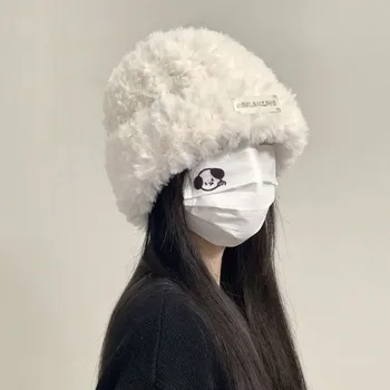 Ženské Klobúk 2023 Zimné Klobúk Ženy Teplé kórejský Baránok Vlna Vedierko Hat Vonku Sneh Panama Studenej Spp Načechraný Klobúk