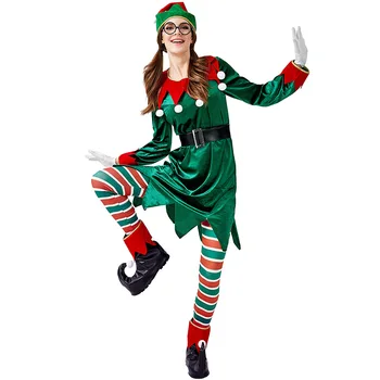 Ženy Santa Claus Kostým Zelenej Elf Vianočné Vyhovovali Cosplay Kostýmy Strany Jednotné Zimné Dámske Sexy Maškarný Vianočné Darčeky