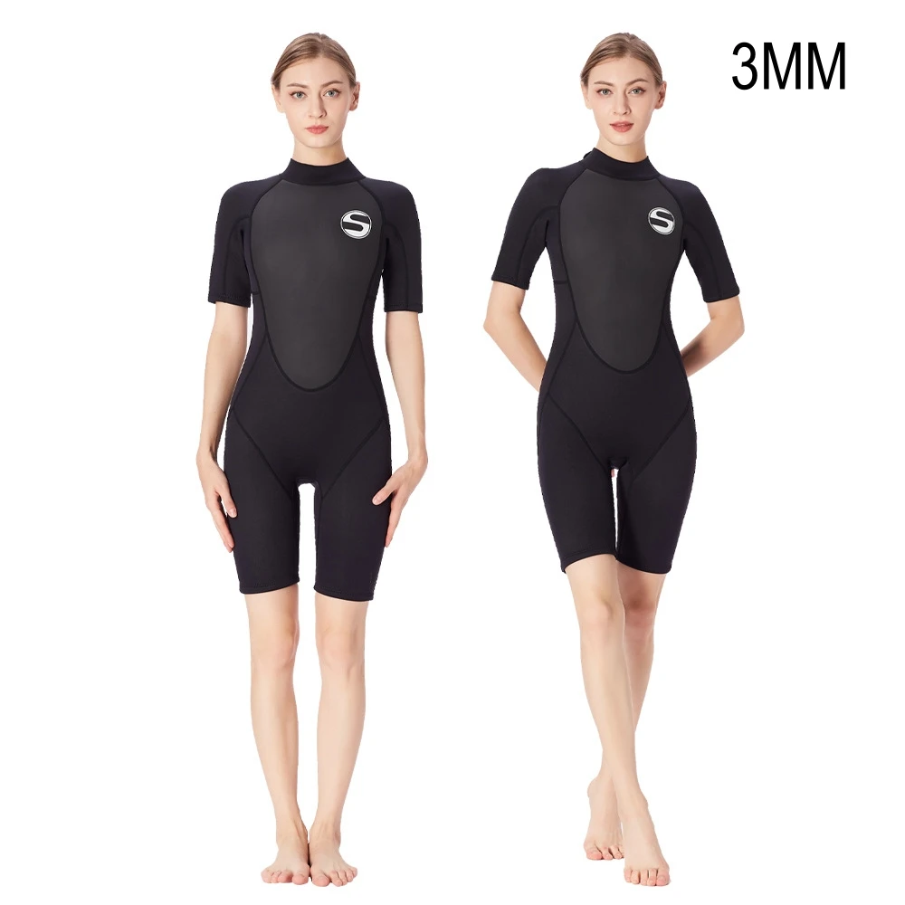Ženy 3 MM Neoprénu Potápanie Krátky Rukáv Udržať v Teple Spearfishing Plávať Šnorchlovanie Neoprén Jeden Kus Kajaku Drifting Potápačský Oblek